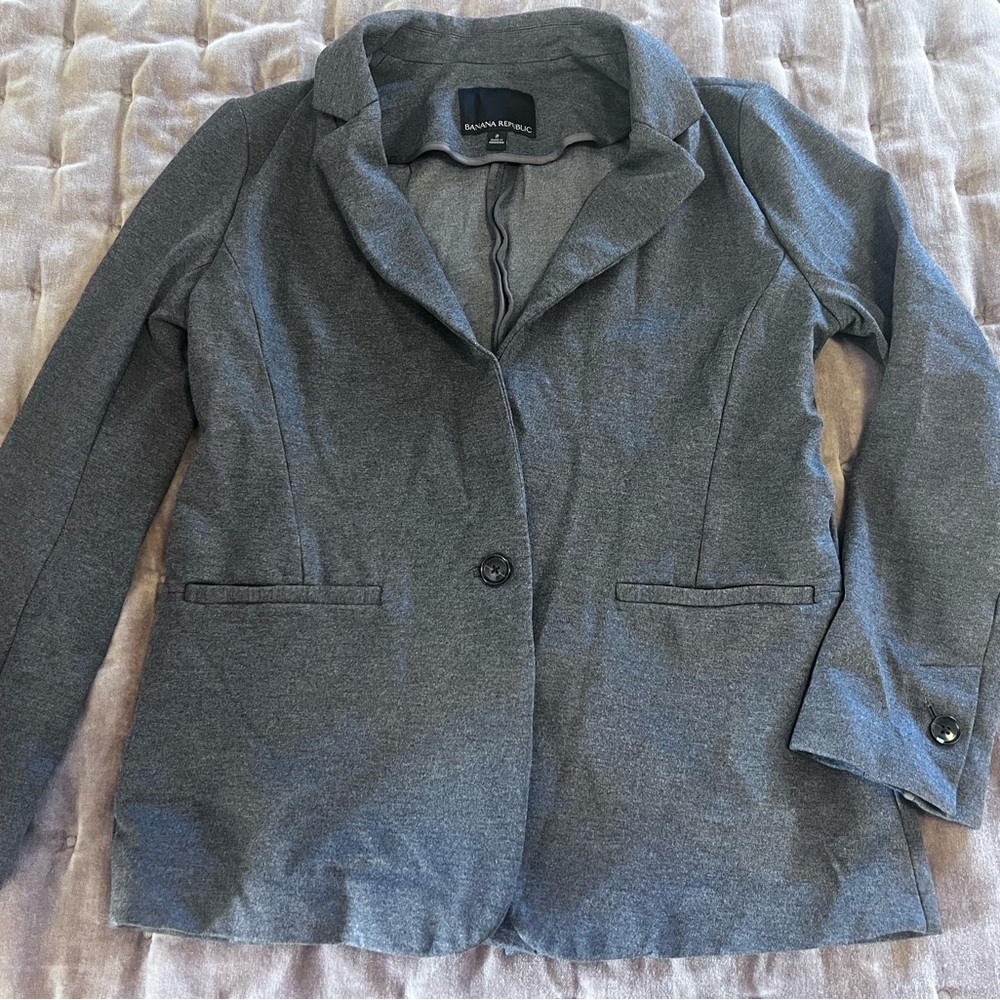 Banana Republic Gray Blazer Tailored Wool Blend